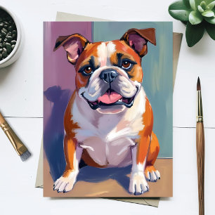 Bulldog-Haustiermalerei Whimsical-Wasserfarben-Hun Postkarte