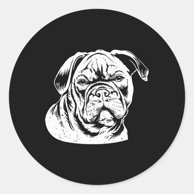 Bulldog Head Runder Aufkleber (Vorderseite)