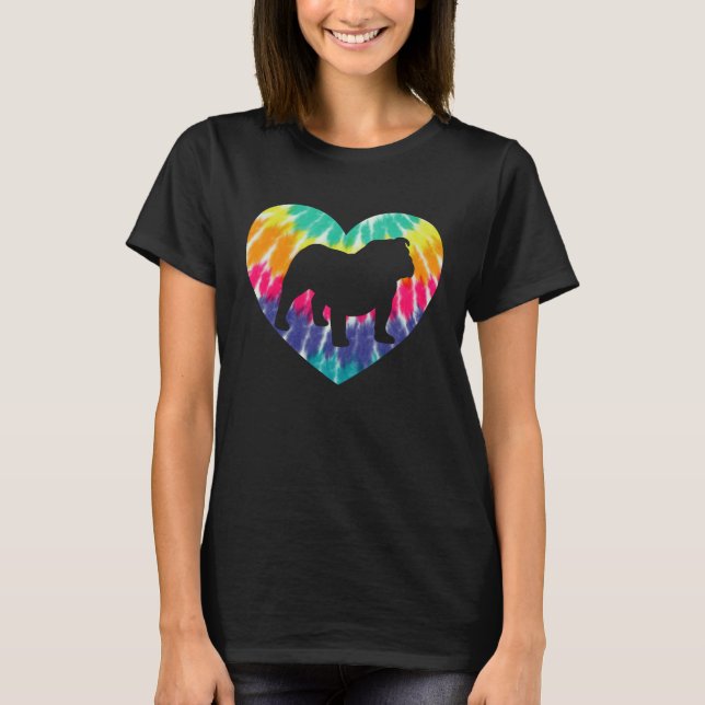 Bulldog Heart With Tie dye Print For Bulldog Dog M T-Shirt (Vorderseite)