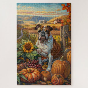 Bulldog Herbsternte Thanksgiving Puzzle