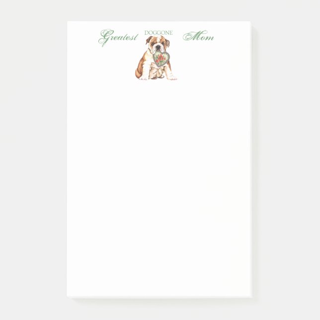 Bulldog Herz-Mama Post-it Klebezettel (Vorderseite)