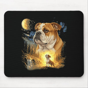 Bulldog heult zum Mond vintage 90er Retro Mousepad