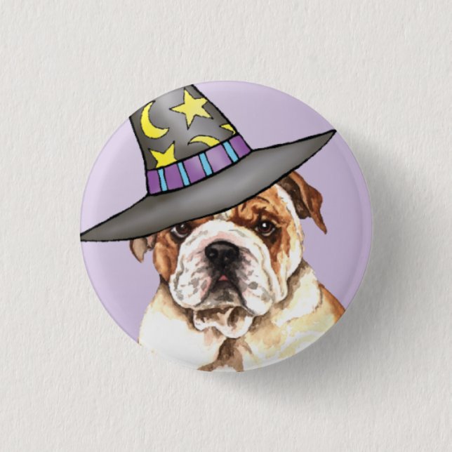 Bulldog Hexe Button (Vorderseite)