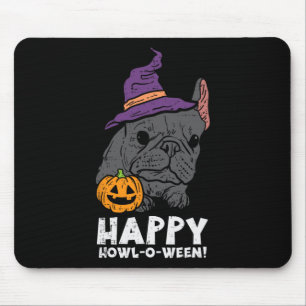 Bulldog Hexe Happy Howl O Wen Fun Halloween Hund Mousepad