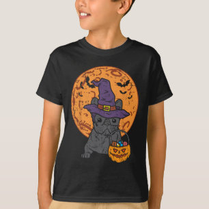 Bulldog Hexe Moon Pumpkin Halloween Frenchie Dog T-Shirt