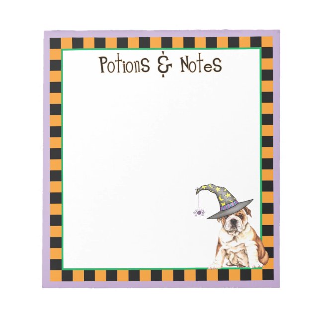 Bulldog Hexe Notizblock (Vorderseite)