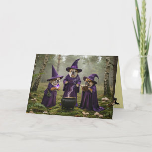 Bulldog-Hexen-Halloween-Karte Feiertagskarte