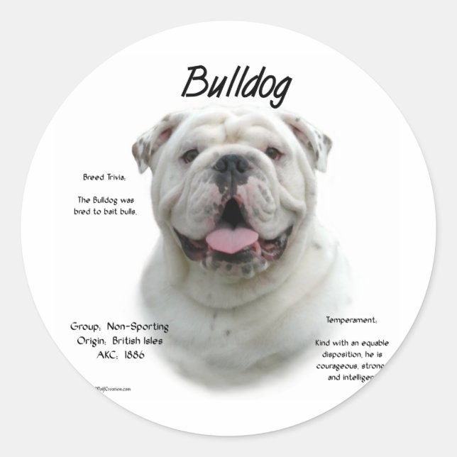 Bulldog-History-Design Runder Aufkleber (Vorderseite)