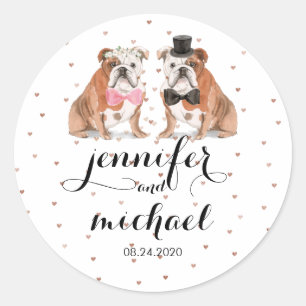 Bulldog Hochzeit Runder Aufkleber