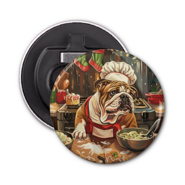 Bulldog Holiday Baking: Festliche Weihnachten Flaschenöffner (Vorderseite)