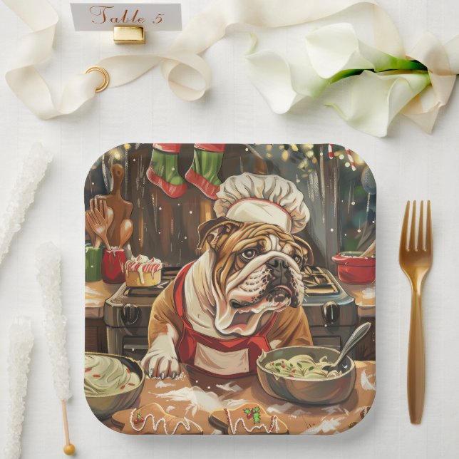 Bulldog Holiday Baking: Festliche Weihnachten Pappteller (Hochzeit)