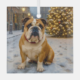 Bulldog Holiday Ornament Aus Glas