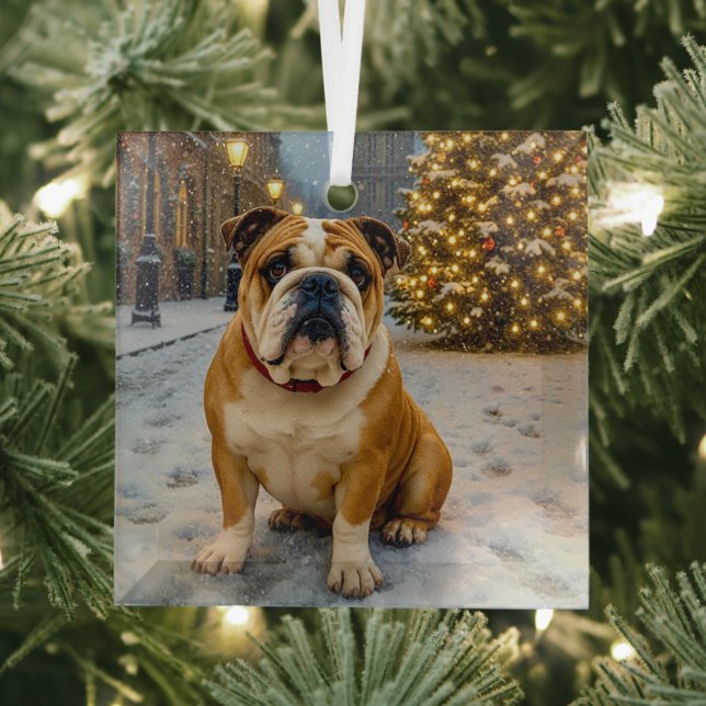 Bulldog Holiday  Ornament Aus Glas (Insitu)