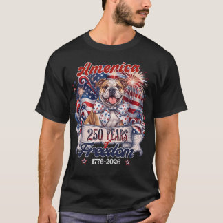 Bulldog Hund 250. Amerika Patriotisches USA 4. T-Shirt