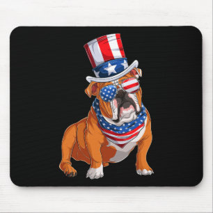 Bulldog Hund 4. Juli Amerikanische Flagge Mousepad