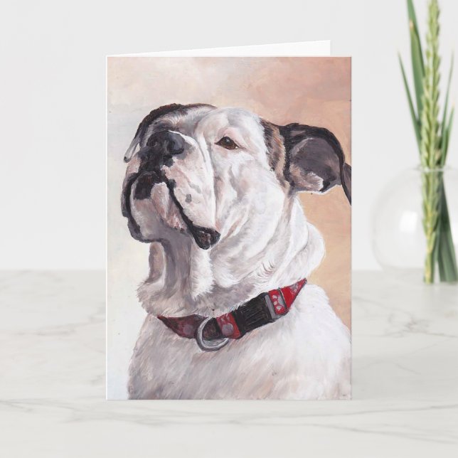 Bulldog Hund Art Grußkarte Karte (Vorderseite)