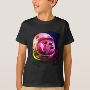 Bulldog Hund Astronaut Spacemen T-Shirt