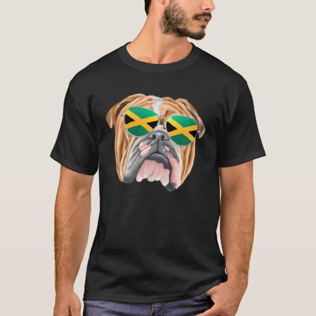 Bulldog-Hund auf Jamaica Pocket T-Shirt (Vorderseite)
