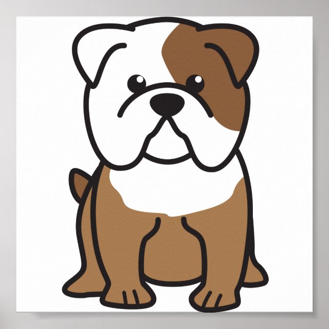 Bulldog-Hund-Cartoon Poster (Vorne)