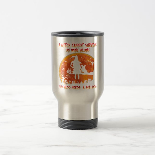 Bulldog Hund Halloween Reisebecher (Mittel)