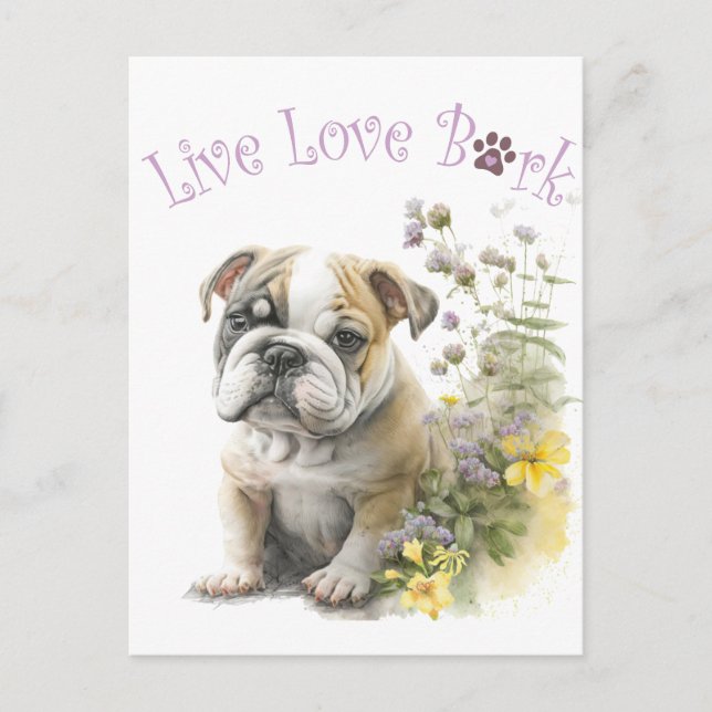 Bulldog Hund Mama Postkarte (Vorderseite)