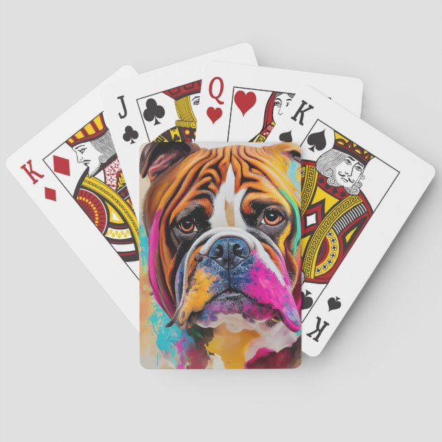 Bulldog Hund Niedliches Tier Spielkarten (Rückseite)