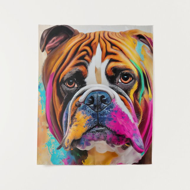 Bulldog Hund Niedliches Tier Wandteppich (Vorderseite)