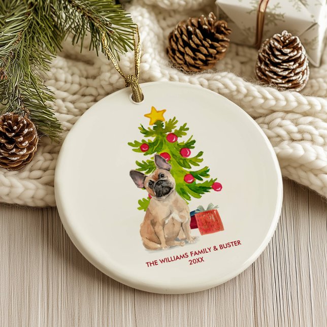 Bulldog-Hund Personalisiert Weihnachten Keramik Ornament (Von Creator hochgeladen)