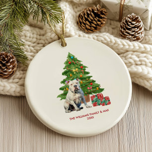 Bulldog Hund personalisiertes Weihnachten Keramik Ornament