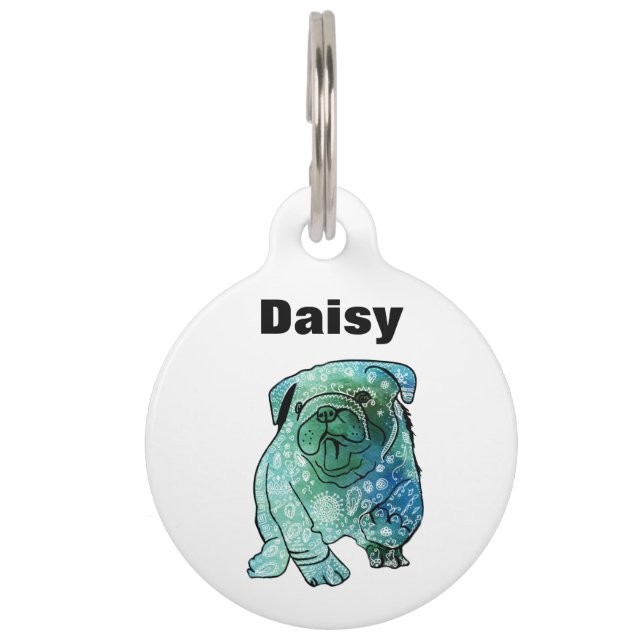 Bulldog Hund,Puppy Mandala Individuelle Name DogPe Haustiermarke (Vorderseite)