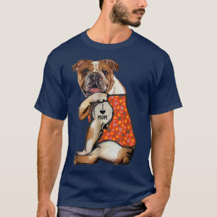 Bulldog Hund Tattoo I Liebe Oma Blume Mütter D T-Shirt