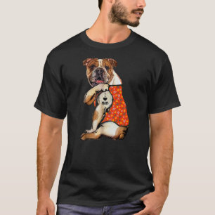Bulldog Hund Tattoo I Liebe Oma Blume Mütter D T-Shirt