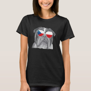 Bulldog Hund Tschechische Flagge Sonnenbrille T-Shirt