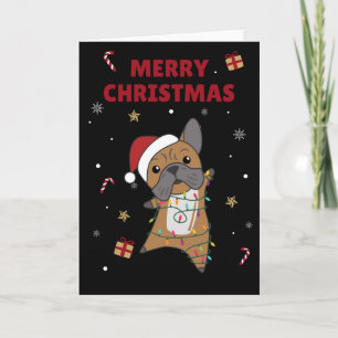 Bulldog Hunde Frohe Weihnachts Winter Tiere Karte