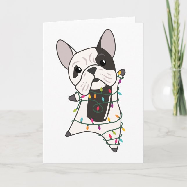 Bulldog Hunde frohe Weihnachts-Wintertiere Karte (Vorderseite)