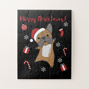 Bulldog Hunde frohe Weihnachts-Wintertiere Puzzle