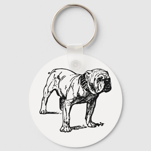 Bulldog-Hunde-Geschäft Schlüsselanhänger (Vorderseite)