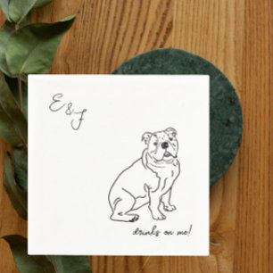 Bulldog-Hunde-Linie zeichne Cocktail Serviette