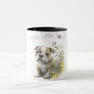 Bulldog-Hundemama-Blumen-Design Tasse