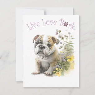 Bulldog-Hundemama-Blumenmuster Mitteilungskarte