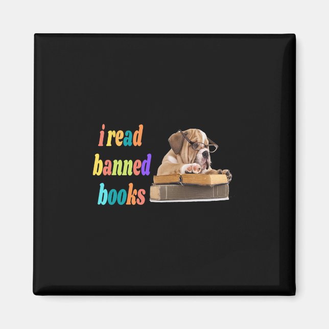 Bulldog I lese verbotene Bücher Magnet (Vorne)