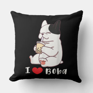 Bulldog-I-Liebe Boba Bubble Milk Tee Dog Cut Kissen