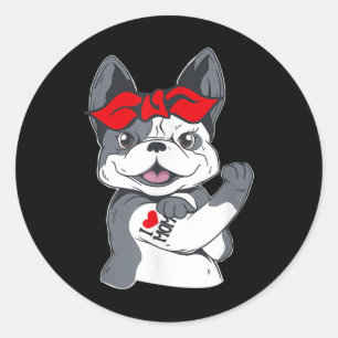 Bulldog I Liebe Mama Tattoo Runder Aufkleber