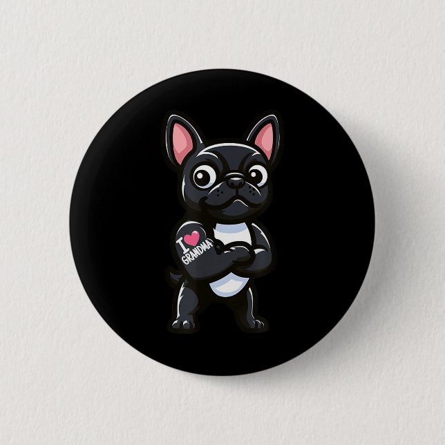 Bulldog I Liebe Oma Funny Dog Tattoo Button (Vorderseite)