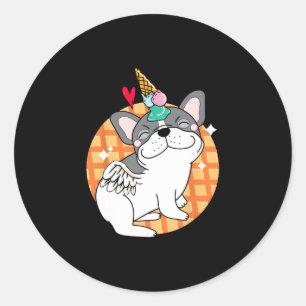 Bulldog Ice Creme Frenchie Geburtstag Runder Aufkleber