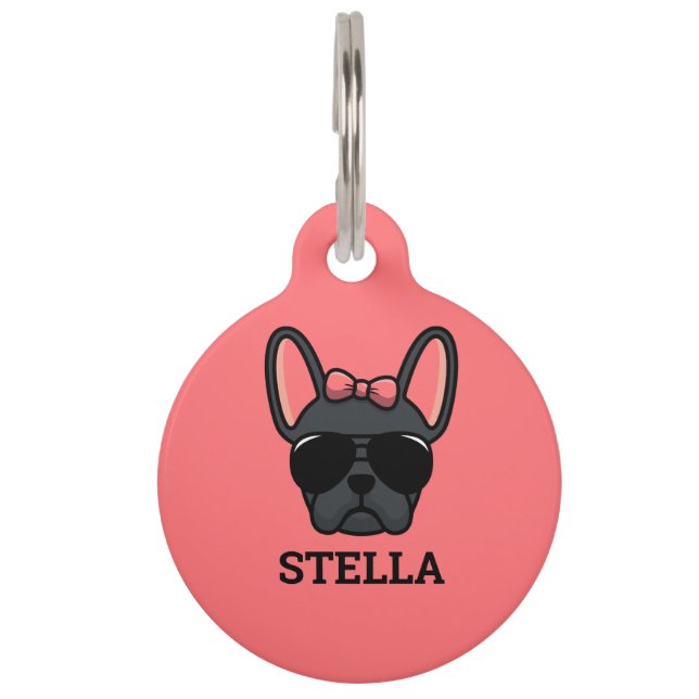 Bulldog-ID-Markierung für weibliche Schwarze Haustiermarke (Vorderseite)