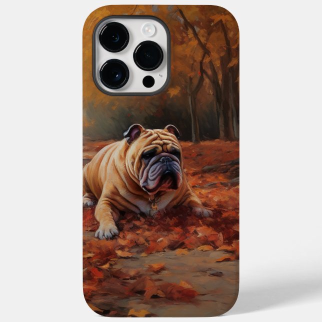 Bulldog im Herbst Leaves Fall Inspiriert Case-Mate iPhone Hülle (Rückseite)