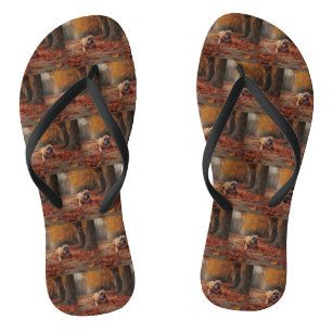 Bulldog im Herbst Leaves Fall Inspiriert Flip Flops
