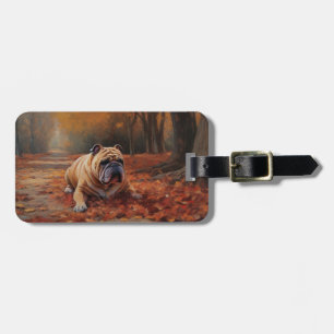Bulldog im Herbst Leaves Fall Inspiriert Gepäckanhänger
