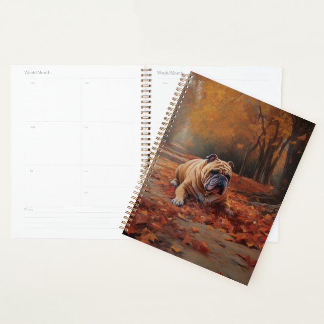 Bulldog im Herbst Leaves Fall Inspiriert Planer (Anzeige)